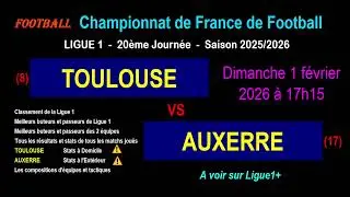 TOULOUSE - AUXERRE: Matchday 20 of Ligue 1 - Stats, news, predictions - Football season 2025-2026