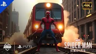 MARVEL&rsquo;S SPIDER-MAN Remastered &ndash; Train Rescue Scene | Spidey Stops the Train! (PS5 4K HDR)