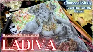 Drawing Ladiva the Queen | Traditional Charcoal Art | Granblue Fantasy Fanart | Sketchbook Study 11