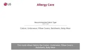 Allergy Care | Program Mode | LG Front Load Washing Machine