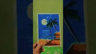 Moonlight Painting/ Seascape Painting/ Poster colour painting/ easy painting #shorts