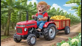 🐵🍌 Monkey Boki Plants Bananas with GIANT Machines! Epic Adventure! 🚜💥