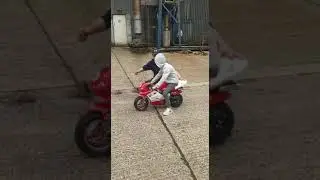 Mini Moto pocket rocket, sons first ride.