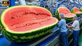 Inside A Modern Watermelon Factory | From Fresh Watermelons To Premium Juice | (Full Process)