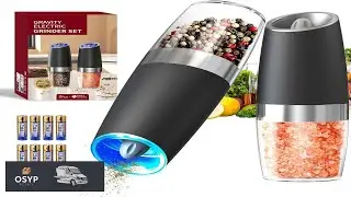 CIRCLE JOY Gravity Electric Salt and Pepper Grinder Set Automatic Salt