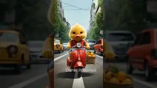 Duck Crashes While Riding a Motorcycle, Spilling All the Oranges! #duckcatoon