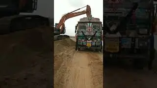 Tata Hitachi jcb loading sand in Ashok Leyland#truck #truckvlog #truckvideo #trucks #trucksimulator