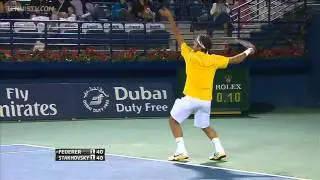 Roger Federer 4 aces in a row vs Stakhovsky in 2011 Dubai Open