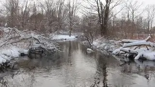 Popular Fishing Spot: The Local Dam in Winter After a Fresh Snowfall