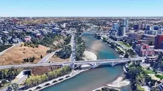 Calgary Bow River from Google Earth drone