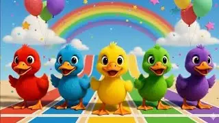 Fünf bunte kleine Enten 🦆🌈 | Farben lernen | Kinderlied Deutsch 🎶
