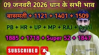 09 जनवरी धान भाव | 1121 dhan ka bhav today | 1401 dhan ka bhav today | dhan mandi bhav today