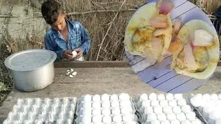 8 Years Old Hardworking boy / selling boiled eggs 🥚Indian street food 🍲