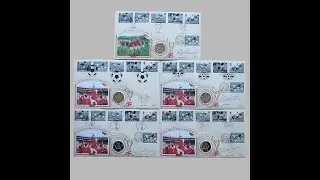 1996 England World Cup Winners &pound;2 Pounds Coin Cover Set - Benham Signed First Day Covers