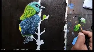 How to Paint a Colorful Tanager Bird | Acrylic Painting Time-Lapse #painting #art #tutorial #acrylic