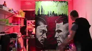 UFC 242 Khabib Nurmagomedov vs  Dustin Poirier  Speed Painting and StarDust Show in Abu Dhabi, UAE