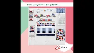 Bacati - Transportation 10-Piece Crib Bedding Set with Crib Rail Guard - Blue/Navy/Green/Red/Oran...