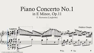 Chopin – Piano Concerto No.1 in E Minor, Op.11 – II. Romance (Larghetto) | Piano Sheet Music