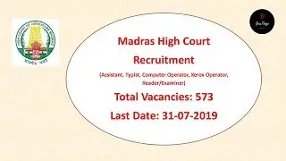 Job's In Madras High Court| 573 Vacancies | Latest Govt Job 2019.