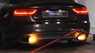 Audi S5 V6 Armytrix exhaust & downpipes pops and bangs flames