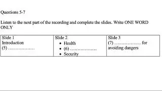 IELTS Listening - Table Completion - Section 3