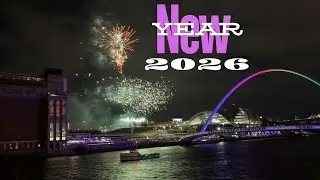 New Year's Eve 2026 fireworks in Quayside, Newcastle, UK.