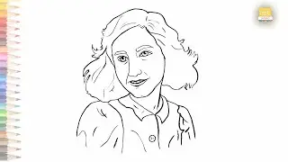 Anne Frank Drawing easy | How to draw Anne Frank | Anne Frank diary