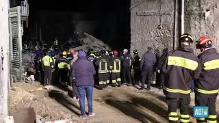 Ravanusa, le unità Usar dei vigili del fuoco ricercano i dispersi con i cani molecolari