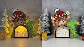 How To Make Paper Cut Christmas Highland Cow Box