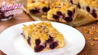 Kirschkuchen mit Buttermilch und Mandeln - schnelles Rezept | Blechkuchen