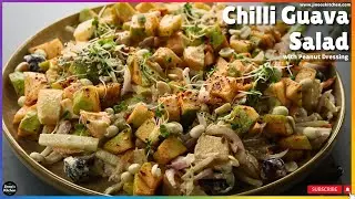 Chilli Guava Salad with healthy Peanut dressing - Guava Apple salad with peanuts Indian salads - #32