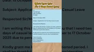 Official Leave Letter (For 2 Days Casual Leave)#englishforbeginners #shorts #easyenglisheveryday