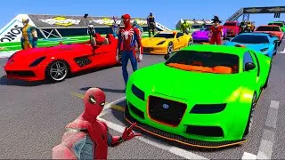 SPIDERMAN and WOLVERIN Mega RAMP Challenge for Cars Monster Truck! Superhero Hulk Venom Goku&ndash; GTA 5