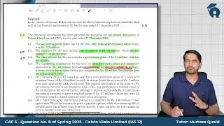 CAF 5 | FAR 2 | Spring 2025 | Question No. 8 | Calvin Klien Limited | IAS 12
