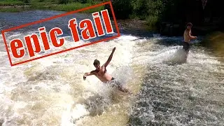 Drunk Man Swept Away by Low Head Dam Drowning Machine #epicfail SLABTOWN