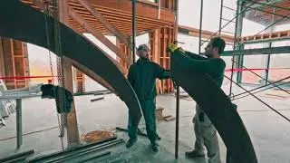 Custom Curved Staircase Installation | Precision Glass & Metal Fabrication for Modern Builds