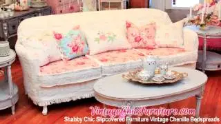 Shabby Chic Slipcovered Furniture Vintage Chenille Bedspreads