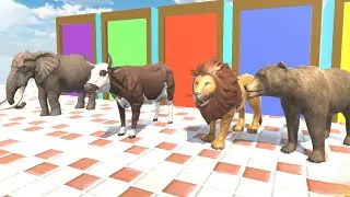 Animal crossing fountain  videos  lion cow where Elephant animal cartoon 🐘🐄🐆🐻