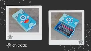 Cute Blue Monster Pencil Case Cardboard [ 3 Minute Craft ]