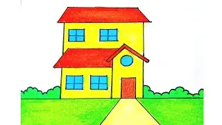 House Drawing / How to Draw a House / House Scenery Drawing Easy Step By Step / Ghar Drawing