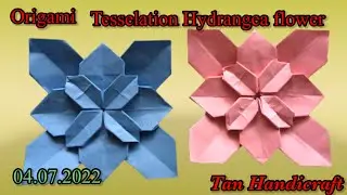 Tutorial ke 785 - Origami flower coaster 1  - Hydrangea Tesselation