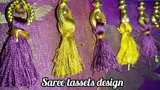 Saree tassels design, with beads& thread simple method, videos #viralvideos     @RMFashionsandVlogs 