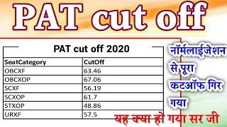 PAT Cut Off 2020|| Pre Agriculture Test 2020 Cut Off || PAT cut off marks 2020 Download || PAT Exam