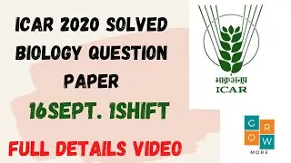 ICAR 2020 FULL SOLVED BIOLOGY  QUESTION PAPER #growmore #Icar #Bcece