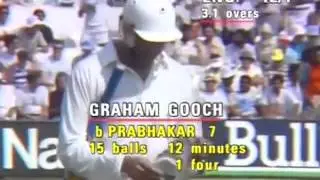 Manoj Prabhakar Beautiful Inswinger Graham Gooch makes a rare misjudgement
