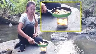 Survival Skills: Fast Camping Trip making and cooking from can 🔥 #survival #camping #outdoors