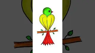 Make a heart, then draw a bird #ideas #simple #easydrawing #drawingtutorial #kidsvideo #diy #create