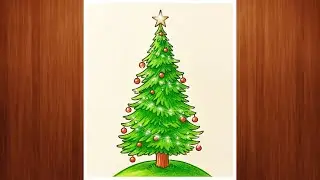 Easy Christmas Tree Drawing Step by Step | Christmas DrawingTutorial for Beginners | Holiday Art