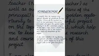 Acknowledgement Writing for Project | Simple & Neat Handwriting Example