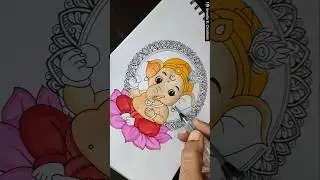 Cute Little Ganesha Drawing with Mandala Art ✨ Ganesha Chaturthi Special Art #art #shorts #ganesha